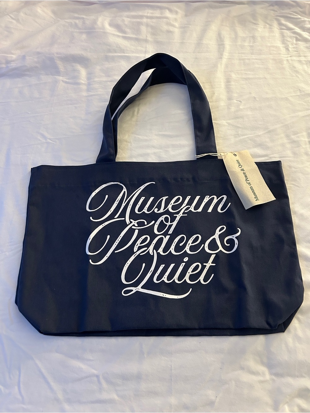 NWT Museum of Peace and Quiet Scribe 100% Cotton Tote Bag in Navy, $60 Retail
